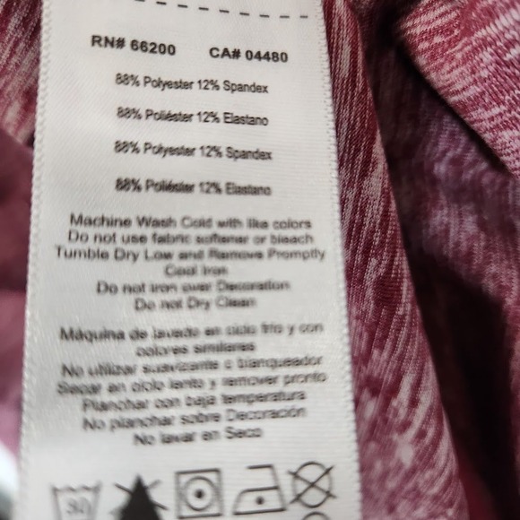 Asics Long Sleeve Top Heathered Burgundy Activewear Pullover - XL - Picture 7 of 7